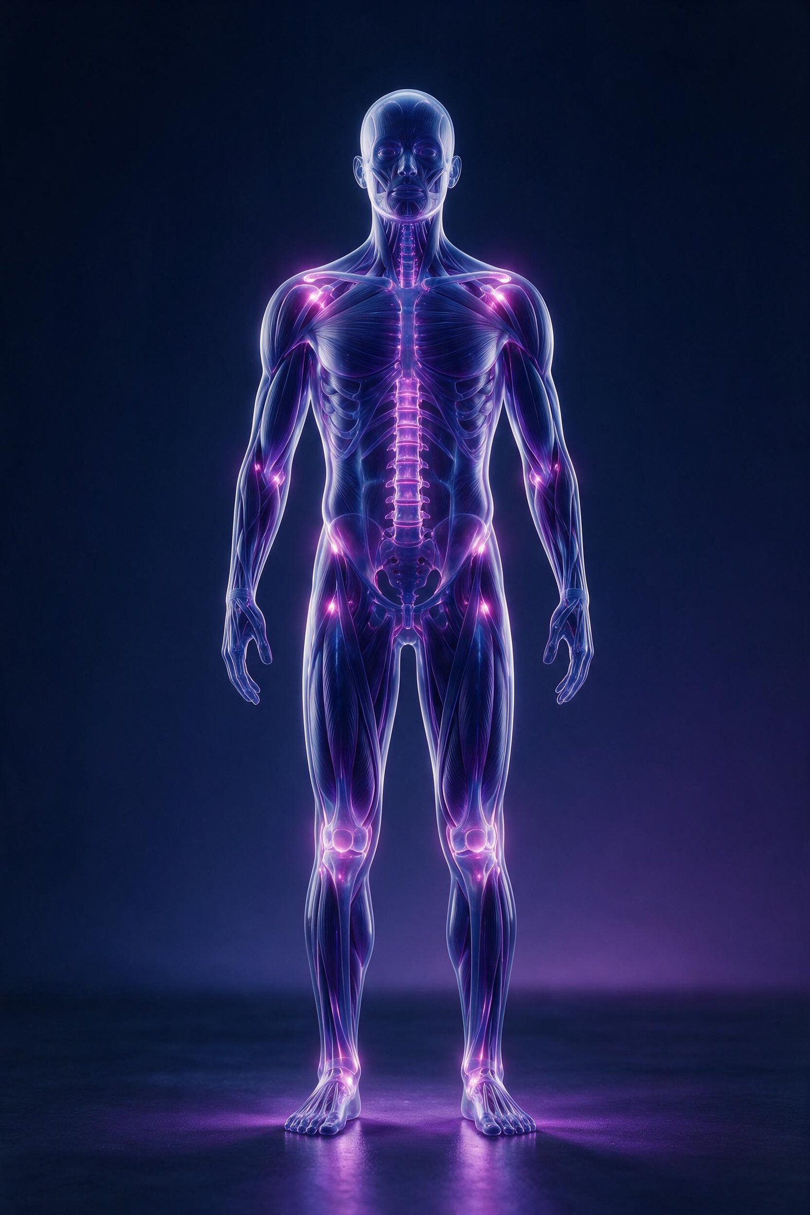 Modelo anatómico 3D en tonos de marca para señalar tu zona a rehabilitar